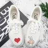 Chaussures décontractées pour femmes baskets peintes à la main toile harajuku ulzzang pompes blancs été