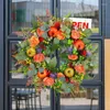 Fleurs décoratives Fall Pumpkin Couronne en plastique pour la porte d'entrée Couronnes