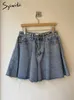 Syiwidii Jean Shorts Women Summer Summer High Wisting Log de pierna ancha Jeans cortos Vintage Estilo coreano Y2K Denim 240415