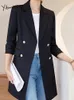 女性のトレンチコートファッションフレンチスタイルオフィスエレガントな女性の長いフォーマルウェア作業服袖2024ジャケット