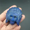 Estatuetas decorativas no atacado de escultura natural lazuli lazuli crânios para cura LA2078