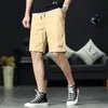 Män shorts knä längd bomullshorts elastisk midja manlig kort outkläder shorts casual män stor storlek fast maskulino 240409