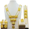 Brincos de colar de Dubai para mulheres Casamento 24K Gold Gold African Jwellery Damaid Party Gift Jewelry Conjuntos de jóias 240410