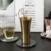 Vases 304 Stainless Steel Metal Cylindrical Vase With Water Borne Flowers European Style Tabletop