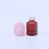 Bottiglie di stoccaggio 2 pcs bottiglia di vetro marrone rosa glassata per reagente olio essenziale pipetta da 15 ml di contagocce in stock