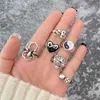 Creative Personalized Layering Combination 5-piece Black Ring Set, Female Design Sense, Niche and Minimalist