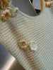 Trendy 2024 Zomer Nieuwe Designer Jurk 3D Bloem Decoratieve tas Hip Slim Fit Lang gebreide hangband Fishtail Dress