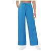 Women's Pants Casual Women Striped Printed Straight High Waisted Drawstring Wide Leg Palazzo Flowy Pantalones Summer Trousers