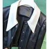 Women's Leather Women Coat Spring Short Length 2024 Arrival Genuine Jacket White Collar Single Breasted Imported Soft Sheepskin