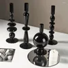 Mum Tutucular Siyah Romantik Cam Candlestick Nordic Tutucu Şam Belediye Bar Masaüstü Düğün Dekorasyonu Porta Velas