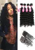 Meetu Mink Brazilian Malaysian Indian Peruvian Deep Wave Human Hair Weave Bundles With Closure Whole 828inch for Women All Ag4878446