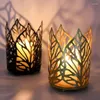 Ljushållare Style Golden Leaves Tealight Holder Modern Metal Candlestick Table Decoration For Wedding Dinner Party