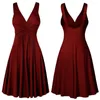 Vestidos casuais Festa de baile de tanque elegante feminino 2024 Vinho vermelho preto em V para trás sem costas midi túnica de túnica sem mangas vestido de cocktail sexy