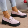 Casual Shoes 2024 Spring Fashion Laser Loafers for Women Platform Metal Buckle Flat Woman Round Toe Slip On Zapatas Mujer