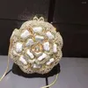 Drawstring Gold Rhinestone Crystal Wedding Clutches For Women Phone Diamond Messenger Bags Handbags Handmade Small Party Prom Purses
