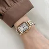 Montre-bracelettes bracelet bracelet or argenté imperméable en acier inoxydable en acier inoxydable rectangle romain cadran ladie robe watch gift anneau horloge