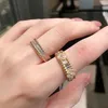 Designer Brand Gold High Quality VAN Kaleidoscope Ring Narrow Edition Couple Mens and Womens 18K Clover Hand Jewelry With logo