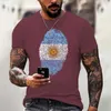 Mens T Shirts Jumeast Argentina flagga fingeravtryck t-shirt för män svarta tees vintage 3d tryck skjorta sommarkläder grupper student t-shirt