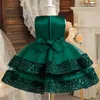 Girl's Dresses Baby Girls 1 Year Birthday Dress 12M Infant Baptism Tutu Gown Newborn Sequins Flower Bow Princess Costume Formal Gala Clothes T240415