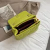 Kiwi Green Summer Pu Leather Flap Crossbody Påsar för kvinnor Luxury Solid Color Shoulder Handbags Chain Purses 240415