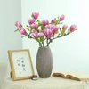 Fleurs décoratives 69 cm Real Teach Pink Purple Single Branch Magnolia Fleur artificielle 4Colors disponible pour la décoration de Noël à la maison