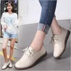 Casual Shoes Women Fashion Spring Autumn Flat For Women's Leather Flats Ladies Lace Up Outdoor Black White Platform