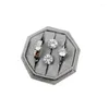 Jewelry Pouches Grey Velvet Ring Box With Double Slots For Wedding Propose And Store Display