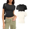 Women's T Shirts Fashion Solid Color Round Neck Short Sleeve T-Shirt Top (2-Pack) Fashionable And Simple Clothing