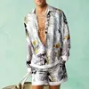 Camisa de padrões botânicos Conjuntos de camisa 3D Men Men Cirtas de moda casual shorts de praia de superfície de rua de rua havaiana de roupas havaianas 240409