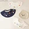 BIBS BUK ZABIERANIE 3PCS SET INS Style Koreańskie Bawełniane śliniaki kreskówkowe hafty haftowe tkaniny chłopców i dziewcząt Care Saliva Redel Akcesoria Y240415Y240417BOG9