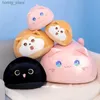 Plush Dolls Cute Pink Black Cat Plush Toy Stuffed Soft Round Ball Shaped Husky Cat Doll Pillow Cushion Kids Toys Birthday Christmas Gift Y240415