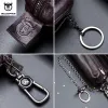 Anéis Bullcaptain Genuine Leather Men's Carchain Chave de couro Caixa Key