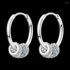 Hoop Earrings Elegant S925 Silver Original Dream Catching Net Geometric Irregular For Women And Couples Gift Boutique