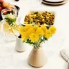 Decoratieve bloemen 12 PCS POBEERS KUNSTAIAAL DANDENLANG Weddenbout Bouquet Plastic gele levensecht