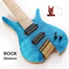 케이블 Batking 8 String Fanning Fret 헤드리스 전기 여행 기타 멀티 스케일 버디 핑거 보드의 빛나는 인레이