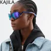 Lunettes de soleil Y2K Punk Sports Cat Eye Femmes Men 2024 Rectangle Sun Glasses For Dames Goggle Shield Wrap Eyewear Shade