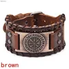 Outras pulseiras Design Totem Design de couro largo Pirata Compass Bracelet Mens Bracelet