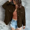 Damenjacken Cord Cord Cropped Jacke Winter Herbst Down Button Down Casual Shacket Coats mit Taschen Solid Trendy Mantel