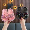 Slipper Children Slippers Girls Wearing Soft Soled Slippers Outside Cute Bow Anti Slip Bathroom Slippers Contrast Color Kid Slippers T240415