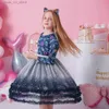 Girl's Dresses VIKITA Girls Cartoon Print Dress Kids Gradient Birthday Party Performance Prom Gown Patchwork Layered Tulle Tutu Mesh Princess T240415