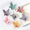 Аксессуары для волос Mutiple Color Vintage PVC Checkerboard Claws Butterfly Элегантная женщина клетчатка Barrette Drod