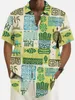 Summer Mens Resort Hawaiian 3D Printed Shirt Button Up Short Sleeve Tee Tops Fashion Beach Vacation Daily Wear Shirts 240415