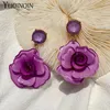 Dangle Earrings Vintage Elegant Korean Acrylic Rose Flower Drop For Women Acetate Resin Long Earings Girls Fashion Jewelry Brincos