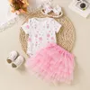 Summer New Baby Full Moon Abito a New Year Abito a maniche corta Sweetheart Pink Six Skirt Gonna Capelli Decorazione per bambini Capionali Abito per bambini