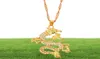 Pendant Necklaces CZ Dragon For Women Men Gold Color Jewellery Cubic Zirconia Mascot Lucky Symbol Gifts Whole 18913885