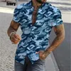 Mäns casual skjortor män slim kamouflage skjorta 3d tryck kort ärmknapp upp för plusstorlekar toppar ropa de hombre