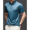 Herren Polos 2024 Sommer Diamond Seidenstiped Mens Polo Shirts Hochwertige Kurzarmgeschäft Casual Male T-Shirts Modem Man Tees