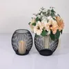 Bandlers Retro Iron Metal Ornement Hollow Hollow Solder Candlestick Lantern Geometric Shapes Shape Birdcage