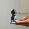 Dekorativa figurer Creative Purple Sand Buddha Statue Tea Table Small Decoration Boutique Ceramic Pet Handmade Play Set