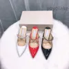 Famous Brands Women Shoe Dress Sandals Bombas Bing Slipper High Heel Crystal tiras de estiletto saltos sexy pontudos de festa de casamento com caixa feita em iTlay